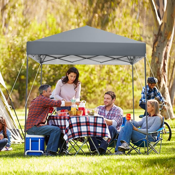6.6 x 6.6 Ft Pop Up Canopy, 1 Person Instant Setup Canopy Tent with Push Center Lock, 8 Stakes, 4 Ropes & Carrying Bag, Portable Easy Up Gazebo Shelter for Outdoor Camp, Beach, Patio & Party - Image 9