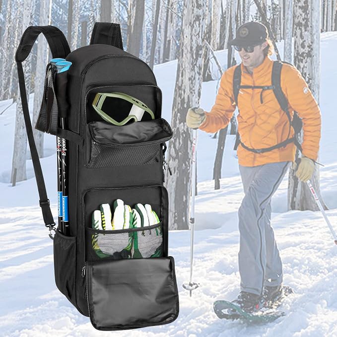 DSLEAF Snow Shoes Bag for 25”-30” Snowshoes, Snowshoe Backpack Holds A Pair of Poles, Gloves and Other Accessories, Suitable for Hiking and Climbing, Bag Only - Image 7