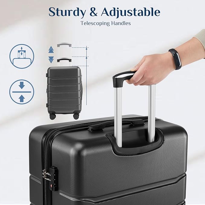 OLIXIS 28 Inch Luggage, Hardside Checked Suitcase with Spinner Wheels, Lightweight ABS Hard Shell Travel Luggage, TSA Approved Lock, Expandable Large Suitcase for Business & Travel–Black - Image 7