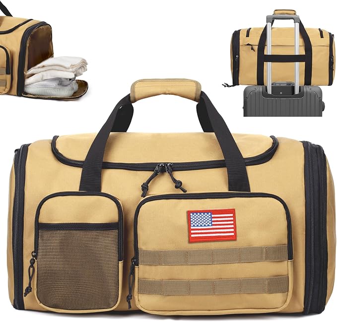 Tactical Duffle Bag For Travel Expandable 52L Large Duffle Bag For Men Gym Duffel With Wet Pocket Multi-Functional Carry On Bags Weekender Overnight Bag Organizer Duffel Bag For Travel by ATRIPACK