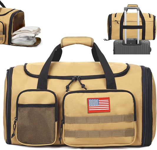 Tactical Duffle Bag For Travel Expandable 52L Large Duffle Bag For Men Gym Duffel With Wet Pocket Multi-Functional Carry On Bags Weekender Overnight Bag Organizer Duffel Bag For Travel by ATRIPACK