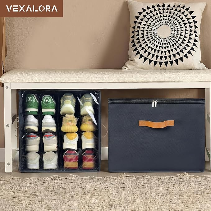 Shoe Organizer for Closet, 3 Pack Shoe Storage Bins with Clear Cover, Adjustable Dividers Fits 24-48 Pairs, Black - Image 8