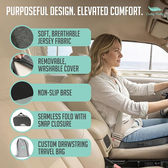 Cushy Tushy Tailbone Pain Relief Cushion - Premium Foldable Travel Tailbone Seat Cushion - for Relief of Lower Back, Sciatic, Butt and Tailbone Pain - Perfect for Home, Office & Driving - Image 9