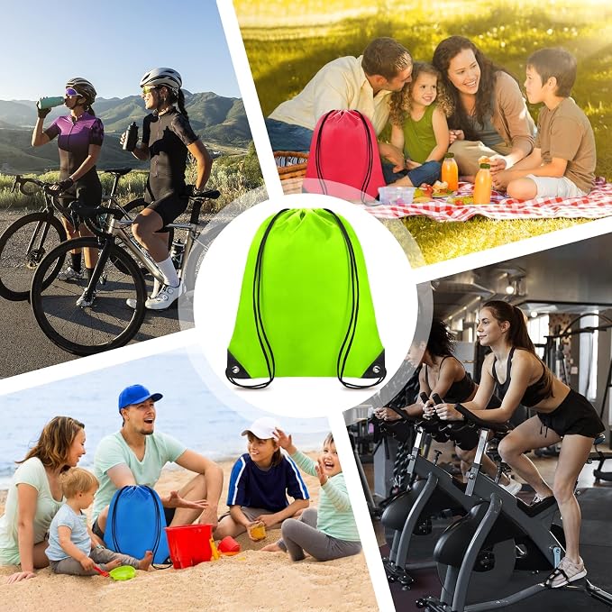 Grneric Drawstring Backpack Bulk 70Pcs String Backpack Drawstring Bags Cinch Bag Sackpack for Men Women Gym(Light Green) - Image 7