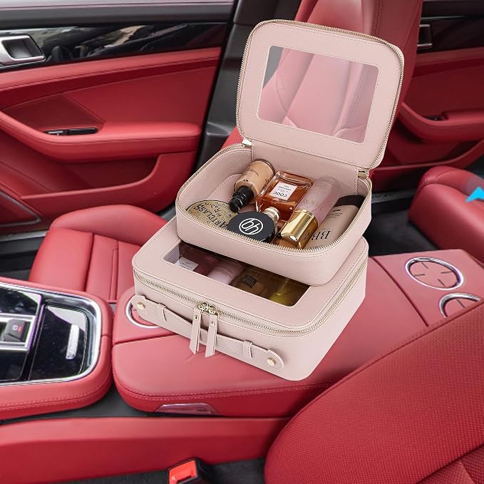 Travel Makeup Set, Pink, L+M+SLIM | Waterproof, Transparent Cosmetic Bag, Toiletry Bag, Makeup Brush Case with Zipper, Car Essentials for Women - Image 6