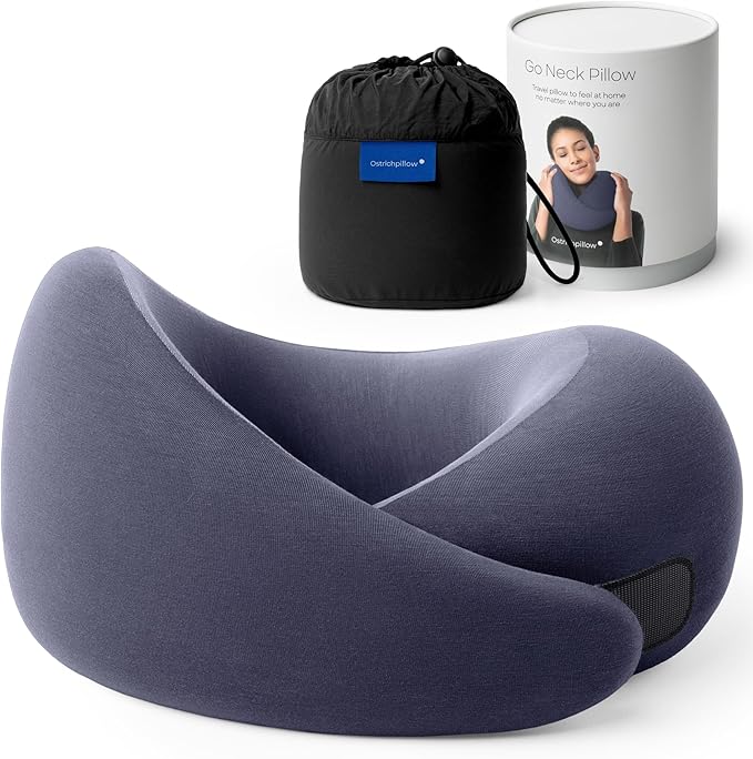 Ostrichpillow GO Travel Pillow, 360° Memory Foam Support, Soft & Washable by Ostrichpillow