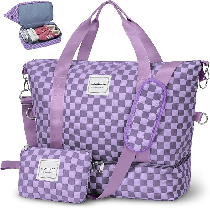 WOOMADA Weekender Bag for Women, Travel Duffel Bags with Shoe Compartment & Wet Pocket, Personal Item Bag for Airlines by WOOMADA