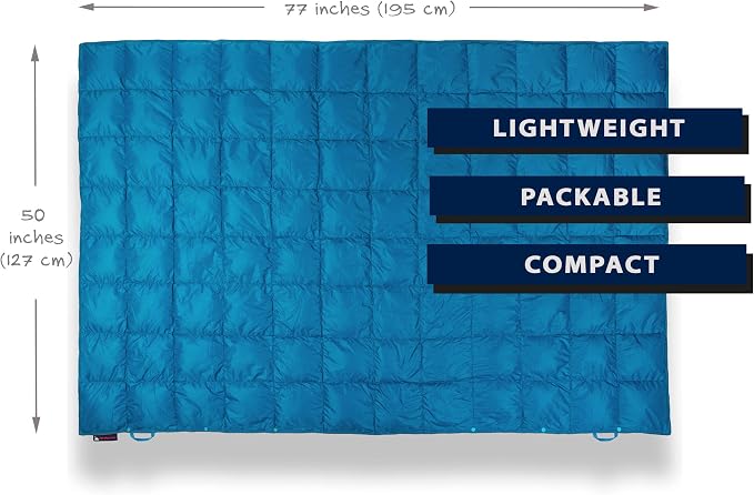 Get Out Gear Down Camping Blanket - Puffy, Packable, Lightweight and Warm | Ideal for Outdoors, Travel, Stadium, Festivals, Beach, Hammock | 650 Fill Power Water-Resistant Backpacking Quilt - Image 3