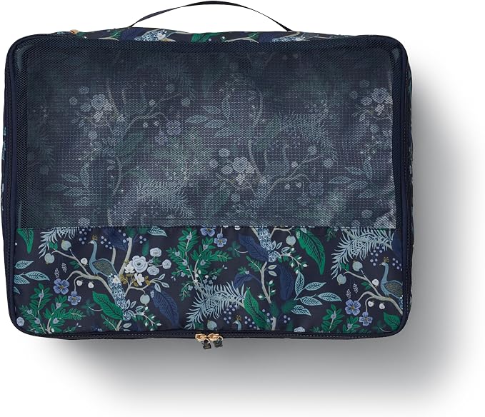 RIFLE PAPER CO. Soft Sided Packing Cubes Set of 3 (Includes 3 Different Sizes and a Laundry Bag, Travel Must Have Accessory, Stylized Pattern), Peacock - Image 2