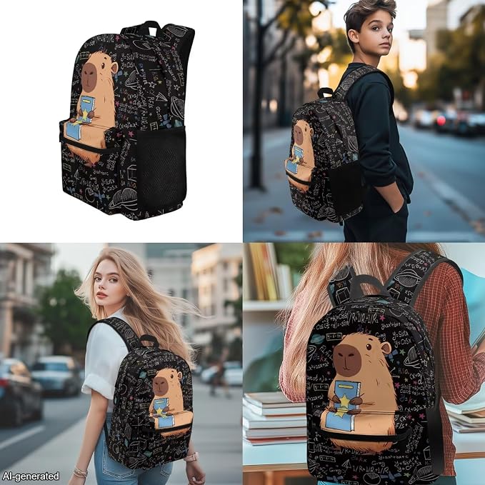 Cute Capybara School Bags for Boys 10-12 7-10 Cute Boys Backpack and Lunch Box Set of 4 Kids Backpack for Elementary Middle School Lightweight 17 Inch Girls Bookbag Daypack - Image 4