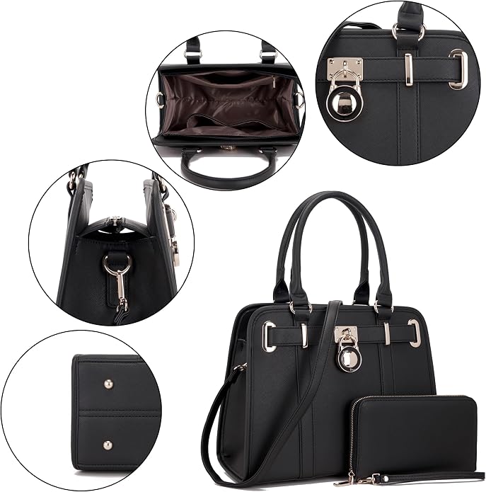 Qiyuer Structured Satchel Tote Handbags Set Women Purses with RFID Wallet | Premium, Sturdy, Spacious, Chic for Daily & Work, Vegan PU Leather, Multi-way Carry, Large Capacity RFID Wallet, Ideal Gift - Image 7