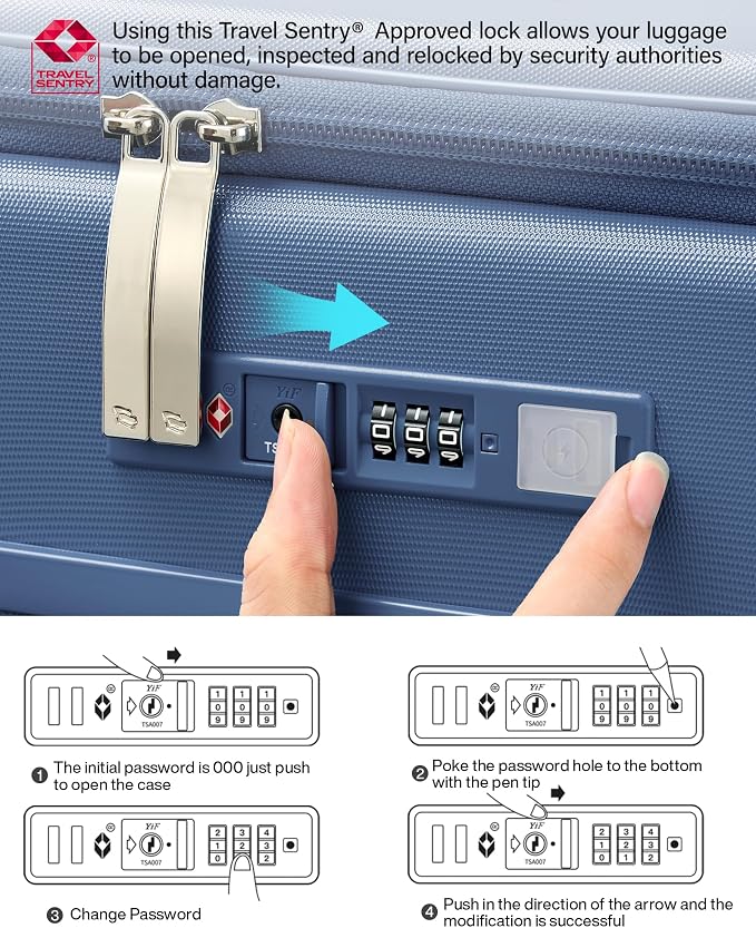 Hanke 20 Inch Expandable Carry On Luggage with Cup Holder 22x14x9 Airline Approved, Top Opening Hard Shell Suitcases with Wheels, Carry-On Travel Suitcase Trunk Luggage with Lock, Interstellar Blue - Image 9