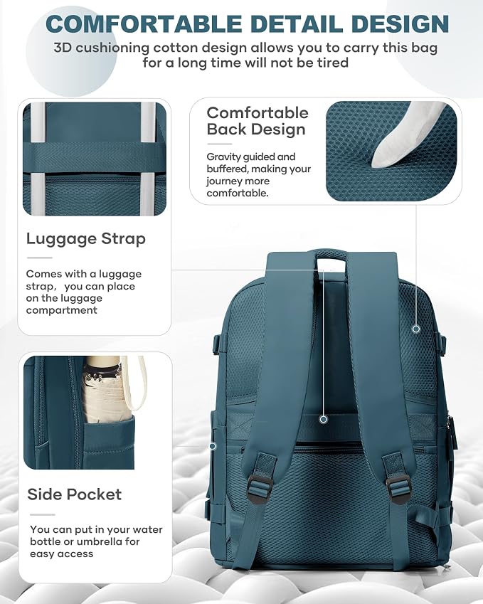 coowoz Travel Backpack Carry On for Women Man Gym Backpack with Laptop Compartment Mochila de Viaje Teacher Personal Item Backpacks Airplane Accessories Must Haves Peacock Blue,20L - Image 4
