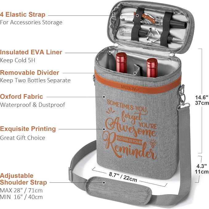 Wine Lovers Gifts for Women Wine Gift Baskets, Mothers Day Birthday Gifts for Women Mom Her Sister Friend Dad Coworker Girlfriend Housewarming Gift Set, Wines Cooler Bag Tote Carrier Wines Tumblers - Image 6