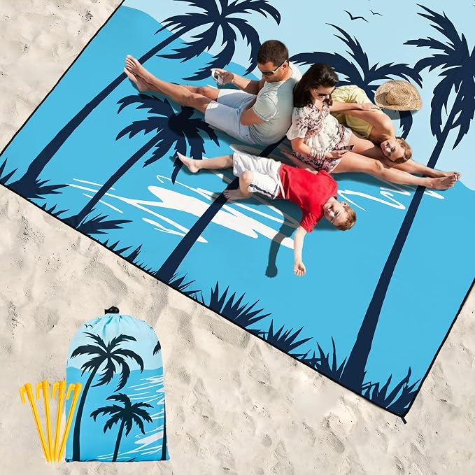 HIHOHO Beach Blanket Waterproof Sandproof Extra Large Beach Mat 79" X 83"/120"x108"for 1-8 Adults Quick Drying Durable Outdoor Picnic Mat for Beach Travel Camping Hiking - Image 6