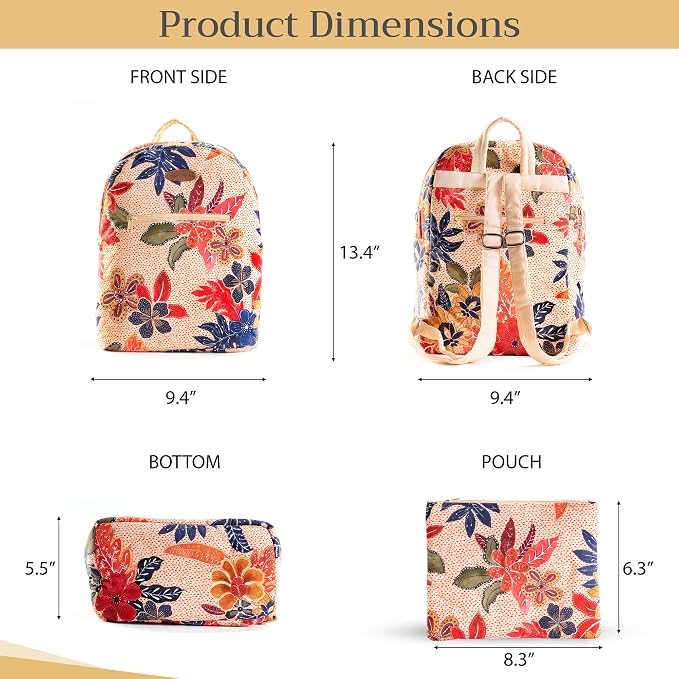 Maison d' Hermine Backpack for Women Men Cotton Shoulder Multipurpose Rucksack with Small Pouch Lightweight Multi Pocket Bag for Travel Work Beach Perfect for Spring Summer (Kalahari) - Image 5