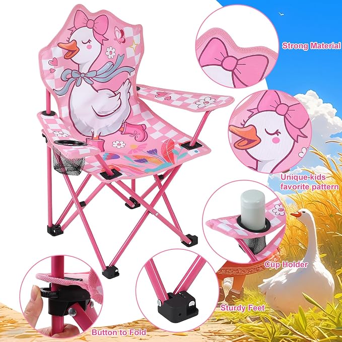 KABOER Kids Outdoor Folding Camping Chair with Cup Holder Carrying Bag | Portable Camping Chair for Beach Picnic Camping Travel Lawn Ages 3-10 - Image 3