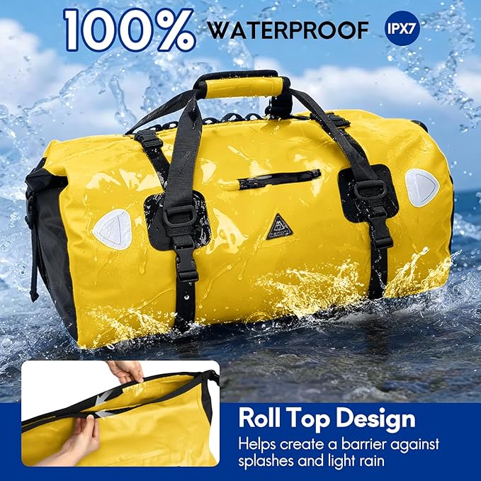 Haimont Waterproof Duffel Bag Roll-top Dry Duffel Bag with Quick-fixed Straps for Motorcycling, Rafting, Boating, SUP, Kayaking, Travel, 50L/70L - Image 2