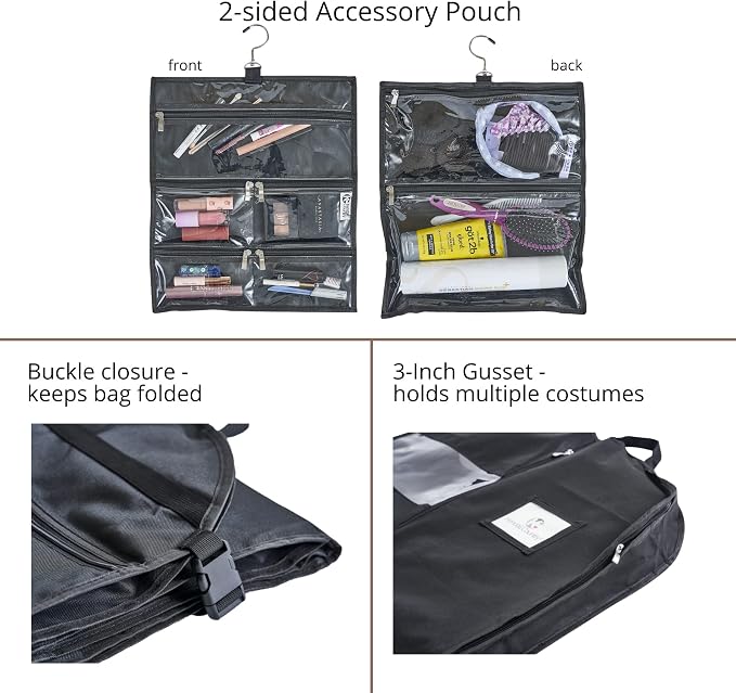 Premium Waterproof Hanging Garment Bag - 52 inch Clothes Bag with Gusset, 4 Pockets, Accessory Pouch & Side Zip for Dance Costumes, Skating, Theatre, Beauty Pageants, Cheer & More. - Image 4