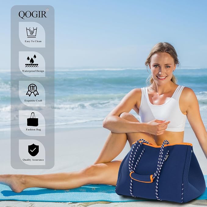 QOGiR Neoprene Multipurpose Beach Bag Tote with Inner Zipper Pocket … … … … - Image 8