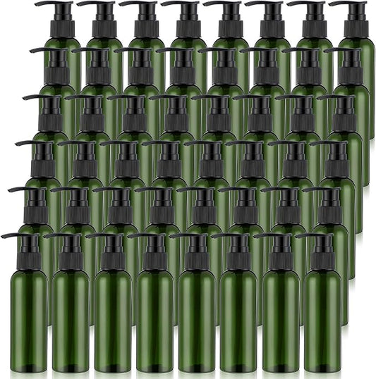Nuenen 48 Pcs Refillable Empty Lotion Bottles 4oz/120ml Plastic Pump Bottles Conditioner Shampoo Dispenser Leak Proof Pump Container for Body Wash, Creams, Liquid Soap(Black and Green) by Nuenen