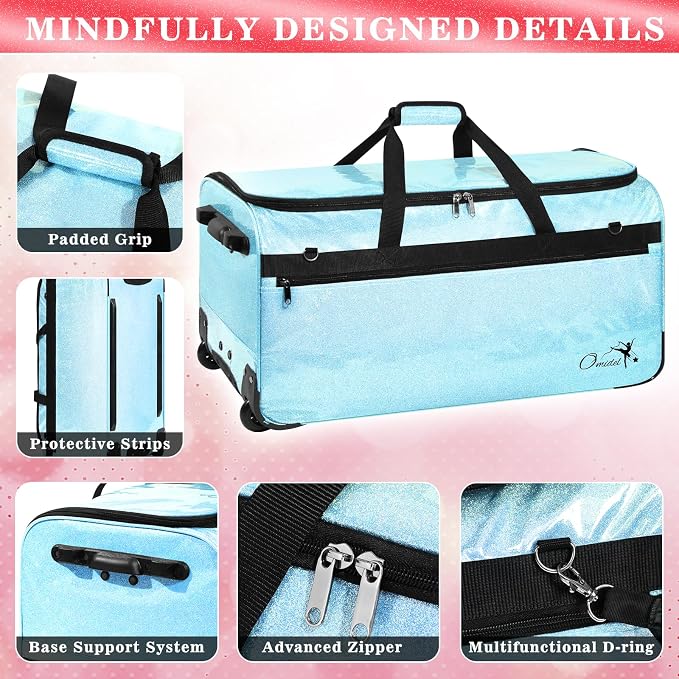Dance Bag with Garment Rack and Curtain, 23" Rolling Dance Competition Duffle Bag with Garment Rack | Portable Dance Changing Room Suitcase for Dancers Athlete Livestreamer Cheerleaders - Image 6