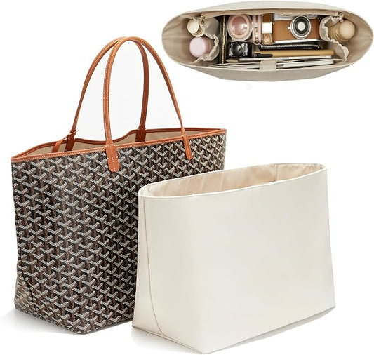 Nylon Tote Bag Organizer Insert, Purse Organizer Insert for Saint Louis PM Bags, Tote Insert for Goyard ST, Waterproof Inner Shaper with 14in Laptop Sleeve, Elastic Cup Holder & YKK Zipper by OAIKOR