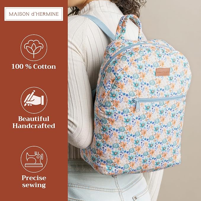 Maison d' Hermine Backpack for Women Men Cotton Shoulder Multipurpose Rucksack with Small Pouch Lightweight Multi Pocket Bag for Travel Work Beach Perfect for Spring Summer (Aniq) - Image 2