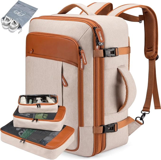 Lumesner 40L Expandable Carry On Travel Backpack with 4 Packing Cubes | Flight Approved, Fits 17 inch Laptop, Water-resistant, Suitcase Backpack, Business Weekender Luggage, Gift for Men & Women by Lumesner