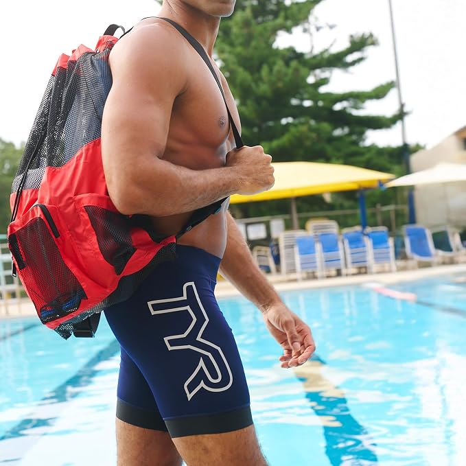 TYR Adult Mummy Mesh Backpack - Red/Navy - Image 5