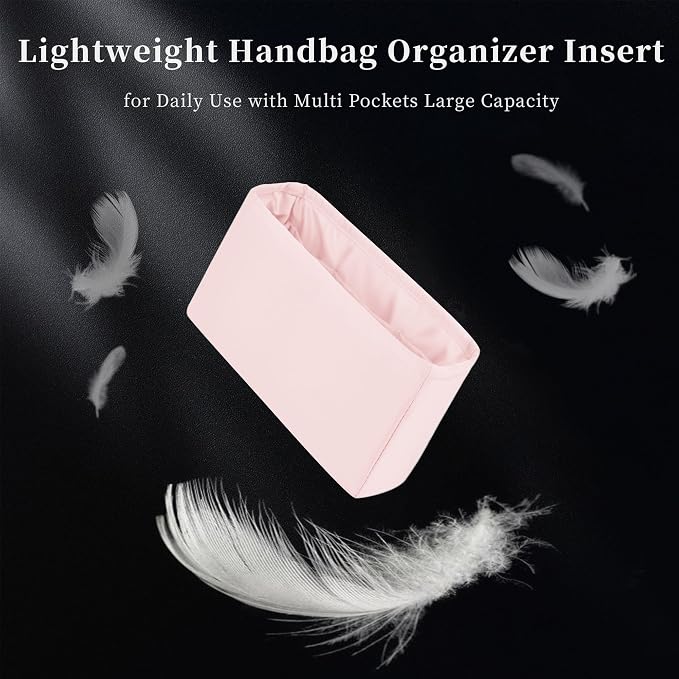 Women's Purse Organizer Insert - Satin & Lightweight Fabric with Inside Pockets, Portable for Commute, Travel, Shopping, and Evening, Multicolor Options, Fits for Kelly Danse(Pink,Danse 22) - Image 4
