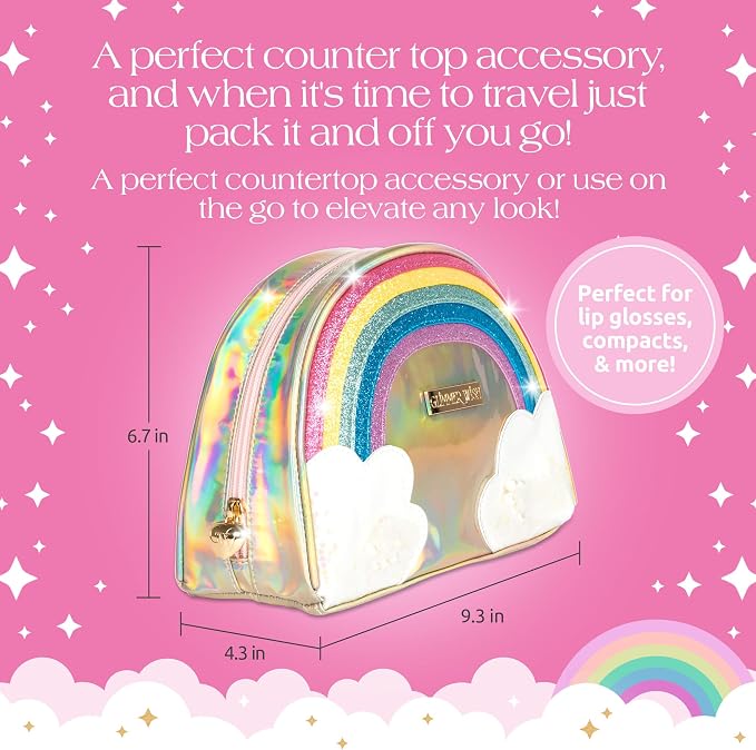 Glimmer Wish Unicorn Rainbow Cosmetic Bag, Secure and Organized Makeup Bag for Travel, Stylish Clutch, Cute Bags for Teens and Girls 9.3 x 4.3 x 6.7 in - Image 5