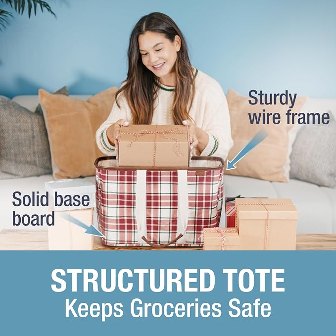 CleverMade Collapsible LUXE Tote, 30L Foldable Grocery Shopping Bag, Reusable - Image 2