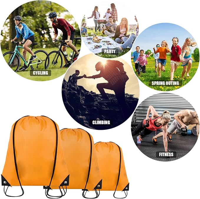 Grneric 60 Pieces Drawstring Backpack Bulk Cinch Sackpack Ployster Drawstring Bags for Gym Party Trip(Orange) - Image 6