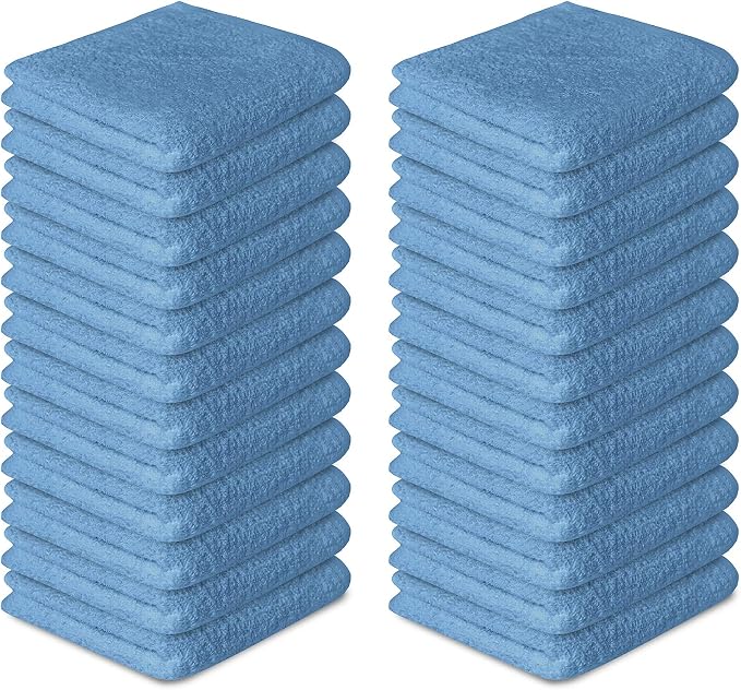 100% Cotton Washcloths 24 Pack (12x12 Inches) Soft, Highly Absorbent Washcloth, Face Towels, Wash Cloths for Face, Ring Spun, Bulk Pack (Sky Blue) - Image 7