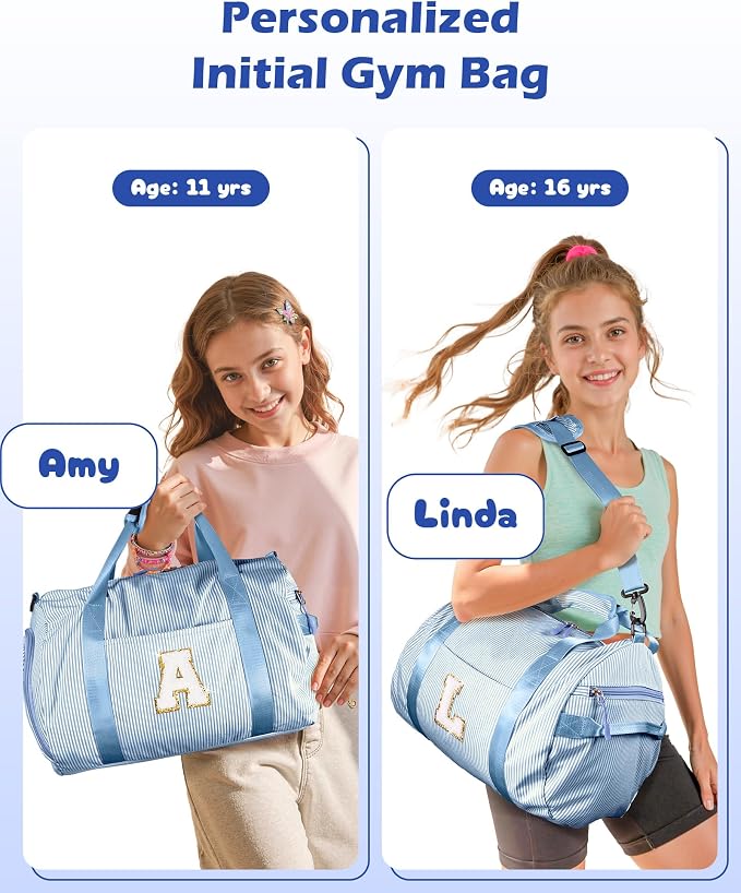 Birthday Gift for Her, Girls Travel Duffle Bag, Kids Initial Overnight Bags with Shoe Compartment, Customized Weekender Bag with Makeup Pouch, Trendy Stuff for Teen Girl Women (Letter L) - Image 2