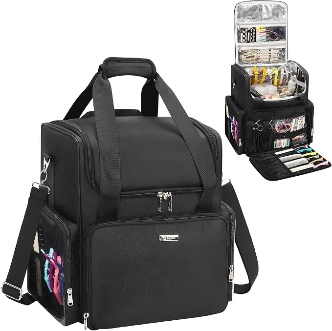 Relavel Hair Tools Travel Bag Hairstylist Traveling Bag Hairdresser Cosmetology Bag Storage Organizer Case for Hair Stylist Essentials, Barber Accessories with Adjustable Dividers and Shoulder Strap by Relavel