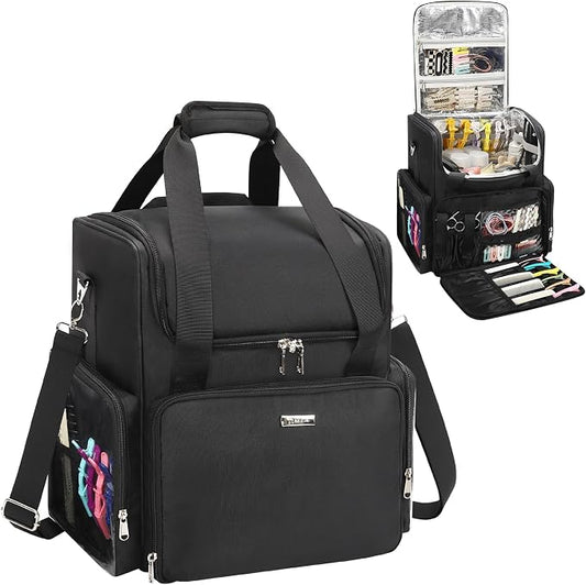 Relavel Hair Tools Travel Bag Hairstylist Traveling Bag Hairdresser Cosmetology Bag Storage Organizer Case for Hair Stylist Essentials, Barber Accessories with Adjustable Dividers and Shoulder Strap by Relavel
