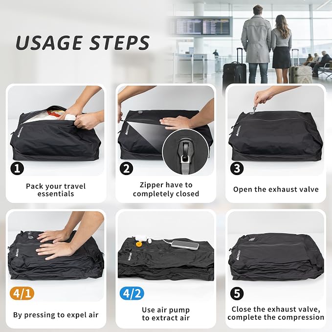 Upgraded Vacuum Bag for Travel, Professional IPX8 Waterproof Reusable Vacuum Compression Bags for Travel Suitcases, Durable Space Saver Bag - Image 9