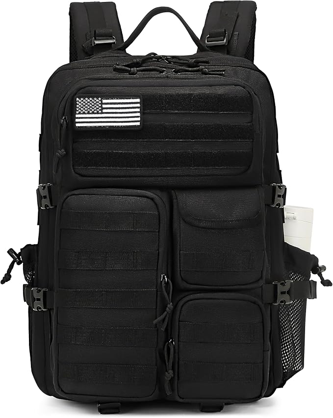Wotony Tactical Backpack - Military waterproof backpack with multiple pockets and tactical gear for the outdoors (Black, 45L) - Image 3