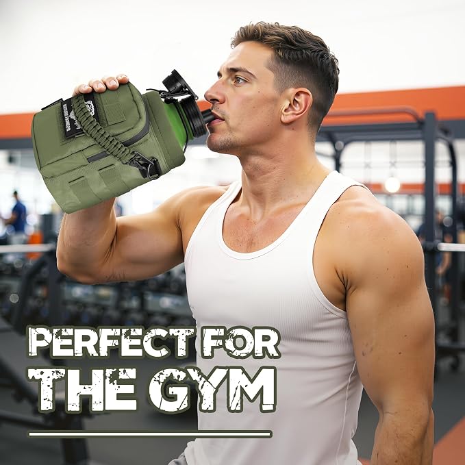 NATURE PIONEOR 64 oz Tactical Water Bottle with MOLLE Bottle Pouch & 3 Lids | 18/8 Food-grade Stainless Steel, Double Vacuum Insulation, 3 Leak-proof Lids, Handle, Strap, Camping, Hiking, Gym, Work - Image 8