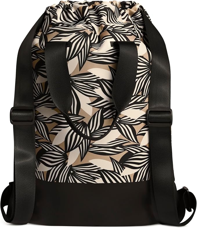 VOORAY 23L Flex Cinch Drawstring Backpack, Textured Leaves – Lightweight Travel Bag, Sports Gym Backpack for Women & Men, Weekender Bag - Image 3