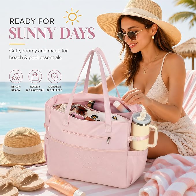 Bluboon Waterproof Beach Tote Pool Bags for Women Ladies Extra Large Carry On Bag With Wet Compartment for Weekender Travel - Image 3