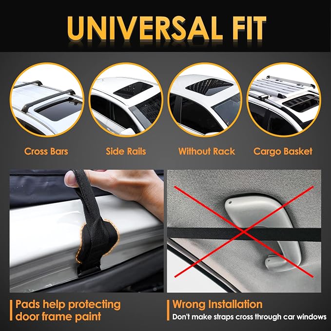 Asinking Car Rooftop Cargo Carrier Bag, 100% Waterproof Non-Rip 20 Cubic Feet Car Roof Bag for All Vehicles with/Without Rack, Includes Non-Slip Mat, Luggage Lock, 4 Door Hooks, Storage Bag - Image 6