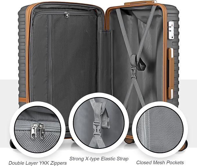 Joyway Luggage Set 7 Piece Suitcase Sets with Spinner Wheel,Hardside Expandable Travel Laggage with TSA Lock(18/20/24/28 Grey) - Image 9