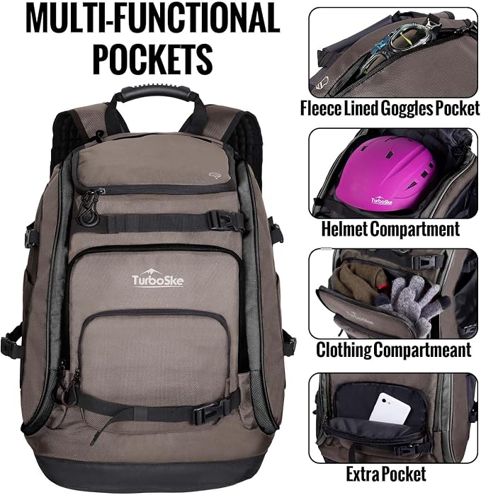 Ski Boot Bag Backpack - 65L Waterproof Skiing Snowboarding Travel Luggage Backpack - Stores Boots Skis Snowboard Helmet Goggles Jackets Gloves & Other Accessories for Men & Women - Image 3