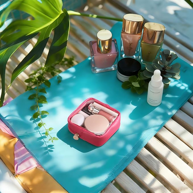 Pocmimut Clear Makeup Bag, Easy to Find Mini Makeup Bag for Purse, Travel Makeup Bag for Car, Compact Cosmetic Pouch for Daily Essentials,Hot Pink - Image 6