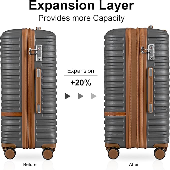 Joyway Luggage Set 7 Piece Suitcase Sets with Spinner Wheel,Hardside Expandable Travel Laggage with TSA Lock(18/20/24/28 Grey) - Image 3