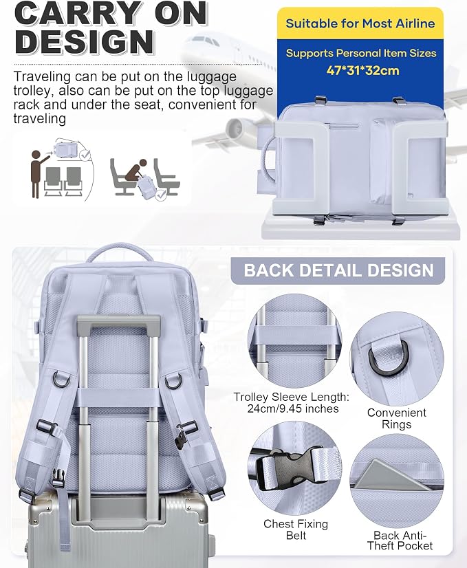 VGCUB Vacuum Backpack Travel with Pump, Vacuum Seal Compression Bags Laptop Backpack Personal Item - Image 8