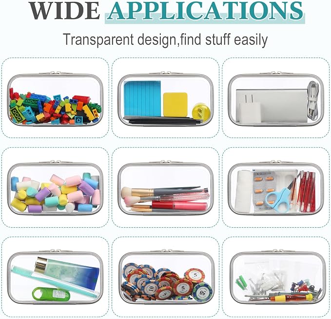 Sanwuta 6 Pcs Clear Hard Zipper Case Plastic Zipper Pouches Transparent Makeup Bag Pencil Case Pouches Toiletry Diaper Bag for Travel Toy Storage Organizer Bins(Gray,7.48 x 3.94 x 2 Inch) - Image 7